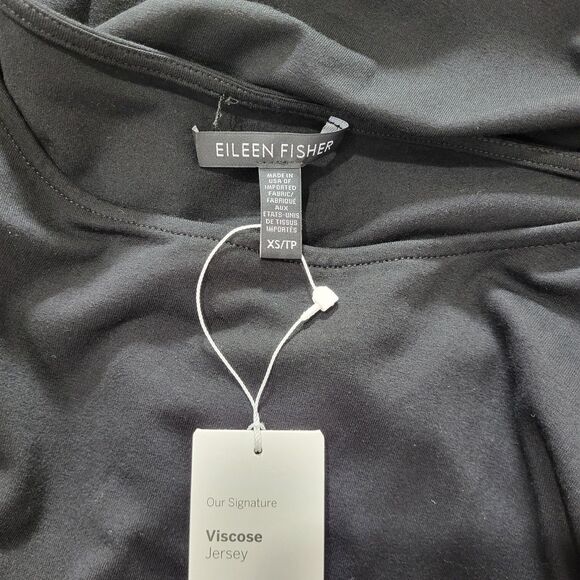 Eileen Fisher Short Shift Dress Black Size XS Cap Sleeve Ballet Neck LBD New - Picture 12 of 16